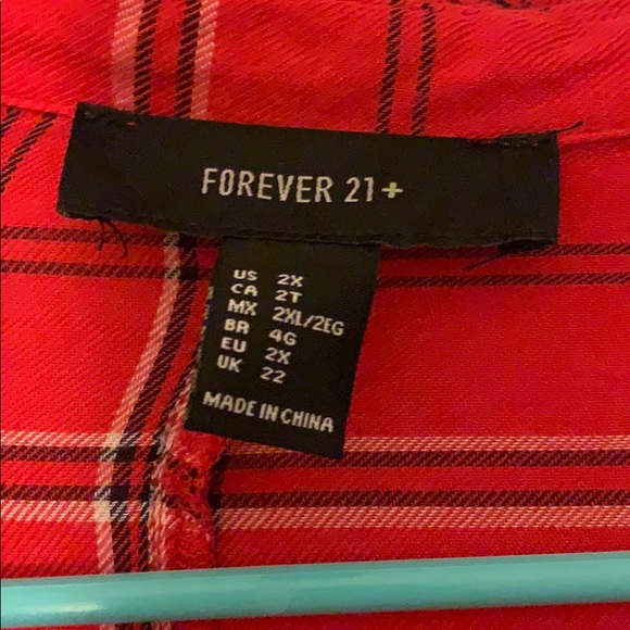 Dark Coral Plus Size Flannel - Picture 3 of 4